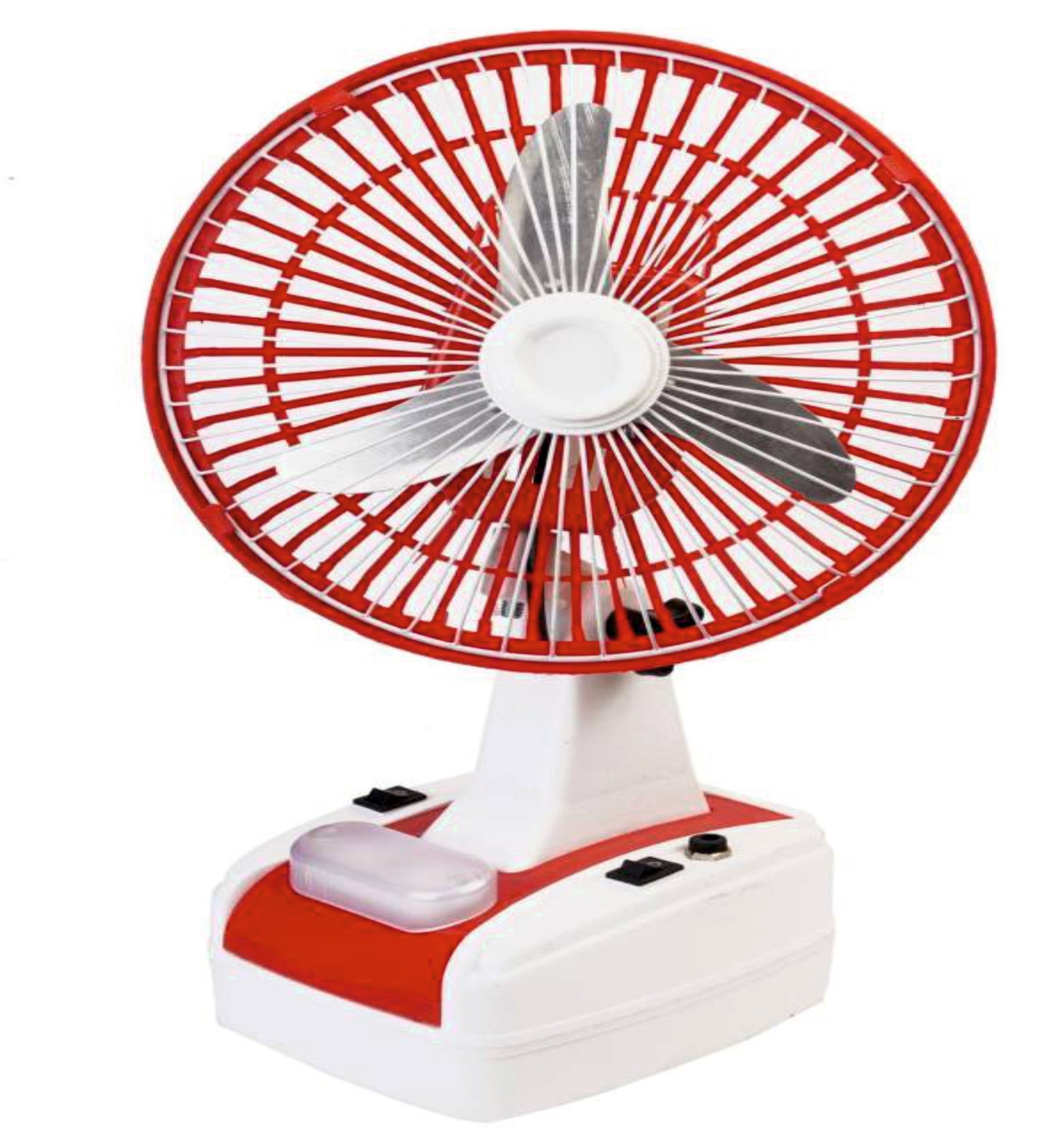 SOLTA CELL Mini AC/DC Rechargeable 8'' InchTable Fan(Red)
